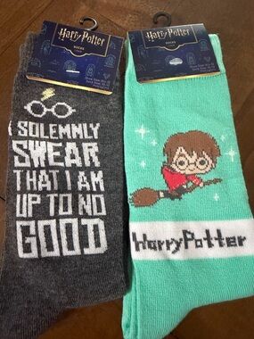 Harry Potter socks set of 2 grey/turquoise Harry Potter new size 6.5-12 women’s